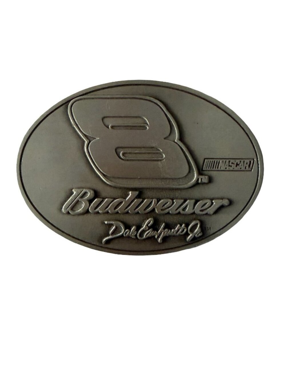 Vintage Dale Earnhardt Jr Budweiser #8 NASCAR Pewter Belt Buckle 2002